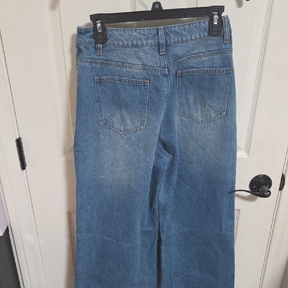 Commense Light Blue Wide Leg Jeans with Red Side Stripes - Picture 4 of 6